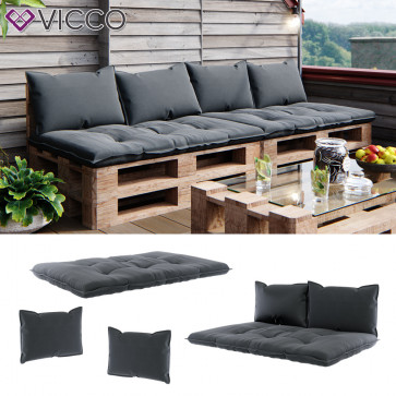 Vicco Palettenkissen Set Sitzkissen Rückenkissen Kansas Palettenmöbel anthrazit (6er Set)