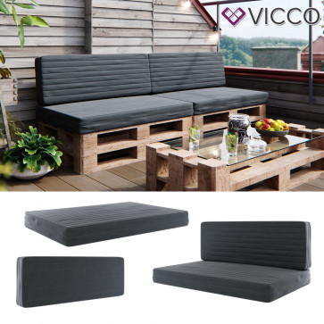 Vicco Palettenkissen Set Sitzkissen Rückenkissen Texas Palettenmöbel anthrazit (4er Set)