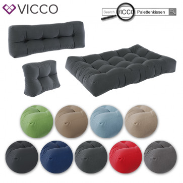 VICCO Palettenkissen Set Sitzkissen + Rückenkissen Palettenmöbel Flocke 