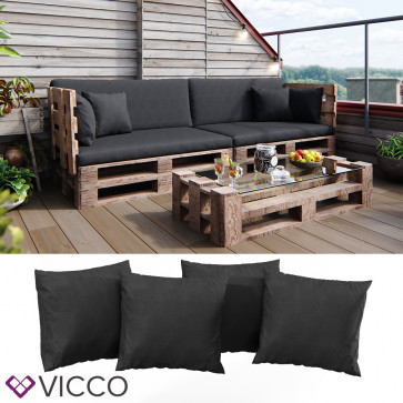 Vicco Loungekissen Palettenkissen Gartenkissen Anthrazit 4er Set Balkonkissen