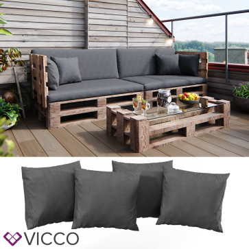 Vicco Loungekissen Palettenkissen Gartenkissen Grau 4er Set Balkonkissen