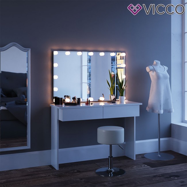 Schminktisch Mit Spiegel Azur Weiss Mit Led Beleuchtung