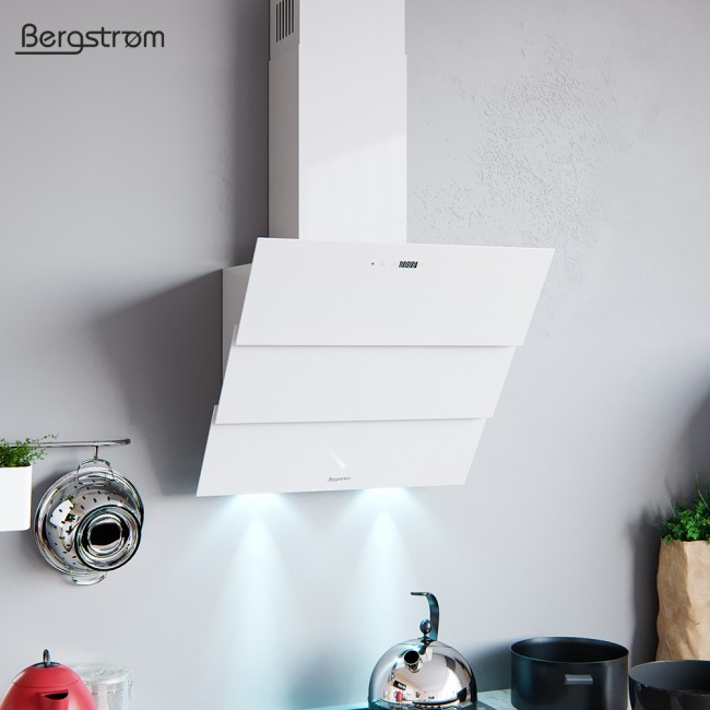 Bergstroem Rollo Dunstabzugshaube Glas Led Wandhaube Schraghaube Kopffrei Fernbedienung 60 Cm Weiss