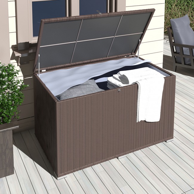 Xxl Kissenbox 950l Braun Polyrattan Wasserdicht Auflagenbox