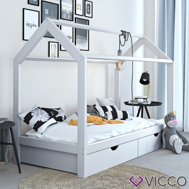 VICCO Hausbett Kinderhaus Kinderbett WIKI 90x200cm mit ...