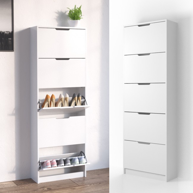Schuhschrank Schuhkipper 5 Türen Weiß
