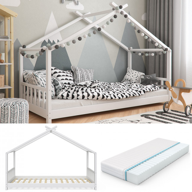 vitalispa hausbett design 90x200cm weiss inkl 7 zonen kaltschaummatratze
