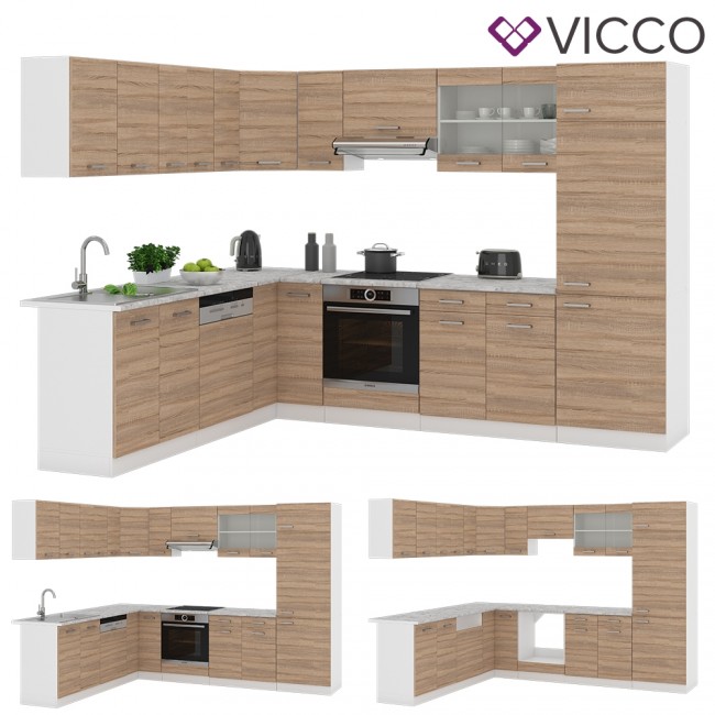 VICCO L Küche RLine 300 cm Sonoma Eiche