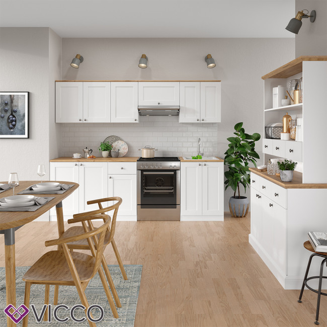 Vicco Kuchenzeile Cambridge 240cm Landhaus Stil Einbaukuche Komplettkuche Kuche Passende küchenschränke für dich > hängeschränke für die küche anbringen: vicco kuchenzeile cambridge 240cm landhaus stil einbaukuche komplettkuche kuche