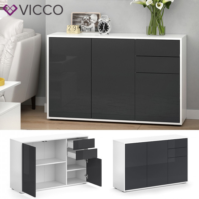 Vicco Kommode Avola 116 Cm Weiss Graphit