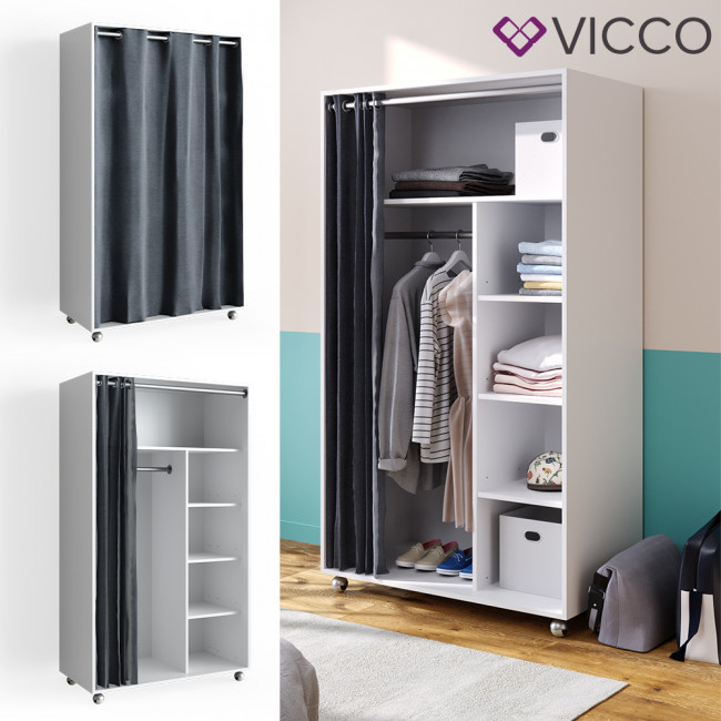Vicco Mobiler Kleiderschrank Doros Auf Rollen Dielenschrank Offen