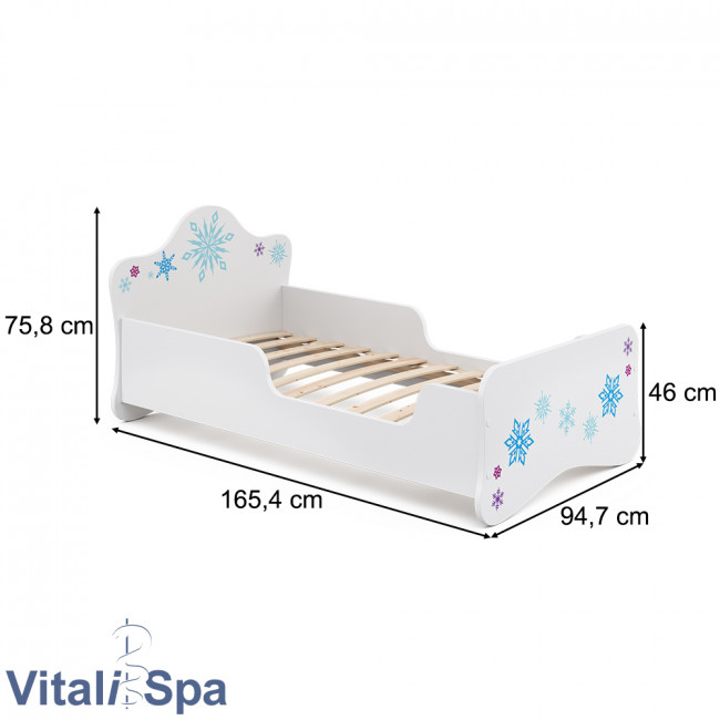 Kinderbett mit Matratze VitaliSpa Kinderbett Jugendbett Juniorbett Schneeflocke 80x160cm erhöhte Bettkante