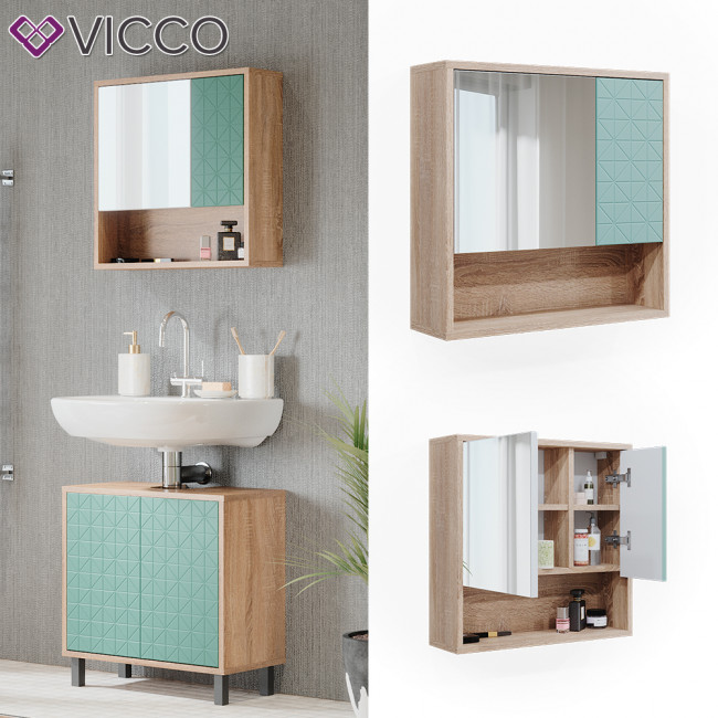 Vicco Spiegelschrank für Badezimmer Agasta Holz aus Ablage Badschrank sonoma mit