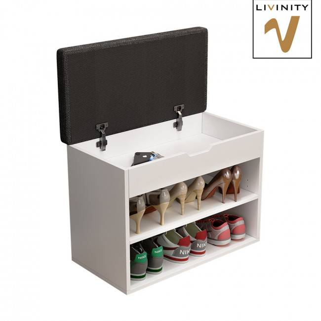 Livinity Schuhbank Titus Weiß, 60 x 45 cm, Schuhregal mit Sitz