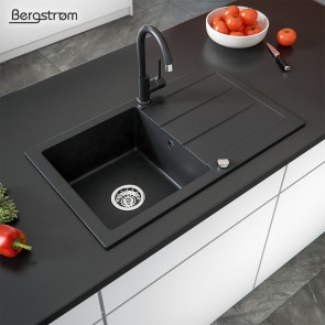 Bergstroem Granitspüle 440 x 760 mm Schwarz Verbundwerkstoff 