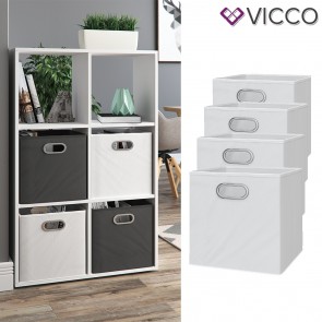 VICCO 4er Set Faltbox 30x30 cm weiß 