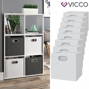 VICCO 8er Set Faltbox 30x30 cm weiß 
