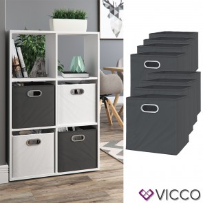 VICCO 8er Set Faltbox 30x30 cm anthrazit