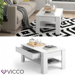 VICCO Couchtisch Milan mit Schublade 100 x 60 cm in Weiß