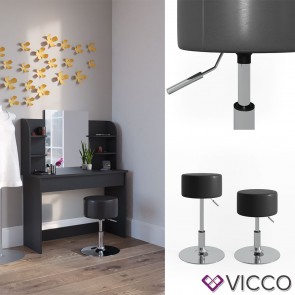 VICCO Design Hocker / Schminkhocker höhenverstellbar in schwarz