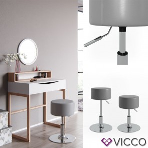 VICCO Design Hocker / Schminkhocker höhenverstellbar in grau