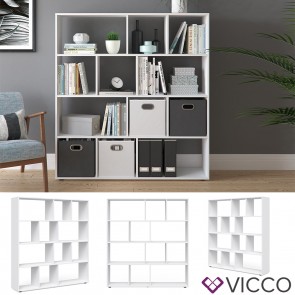 VICCO Raumteiler 12 Fächer Weiß - Raumtrenner Bücherregal Standregal