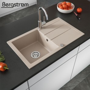Bergström Spüle Küchenspüle Einbauspüle Spülbecken Granit Beige 440x760mm