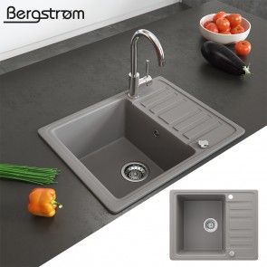 Bergström Granit Spüle Küchenspüle Einbauspüle Spülbecken 575x460mm Beton