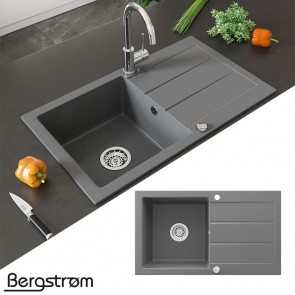 Bergstroem Granitspüle 750x434mm Grau Verbundwerkstoff 