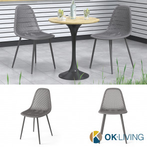 OK-Living Gartenstuhl Terrassenstuhl Balkonstuhl Joko Grau Sitzschale Stuhl