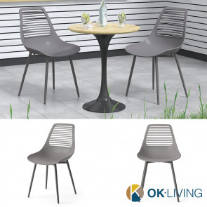 OK-Living Gartenstuhl Terrassenstuhl Balkonstuhl Klaas Grau Sitzschale Stuhl