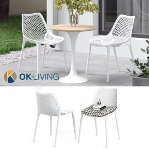 OK-Living Gartenstuhl Terrassenstuhl Balkonstuhl Einar weiß Sitzschale Sitzstuhl