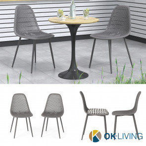 OK-Living Gartenstuhl Terrassenstuhl Balkonstuhl Joko Grau Sitzschale 2er Set