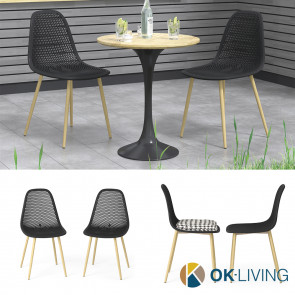 OK-Living Gartenstuhl Terrassenstuhl Balkonstuhl Joko Schwarz Sitzschale 2er Set