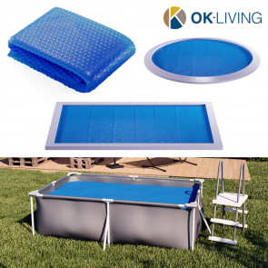 OK-Living Eckige Solarfolie Pool blau, Solarabdeckplane 260x160 cm