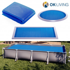 OK-Living Eckige Solarfolie Pool blau, Solarabdeckplane 450x220 cm