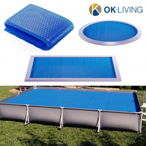 OK-Living Eckige Solarfolie Pool blau, Solarabdeckplane 600x400 cm