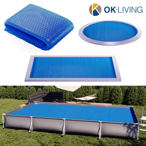OK-Living Eckige Solarfolie Pool blau, Solarabdeckplane 700x400 cm