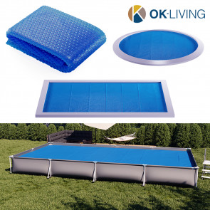 OK-Living Eckige Solarfolie Pool blau, Solarabdeckplane 800x400 cm