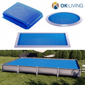 OK-Living Eckige Solarfolie Pool blau, Solarabdeckplane 800x500 cm