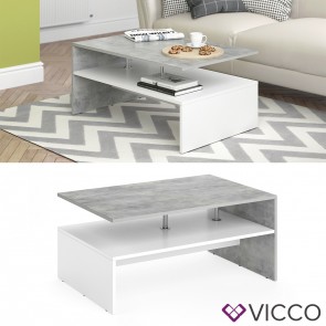 VICCO Couchtisch AMATO Weiß Beton