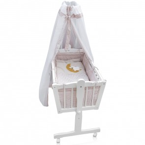 Schaukelwiege Babybett Weiß Beige