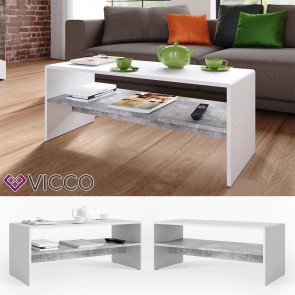 VICCO Couchtisch MDF weiß beton optik