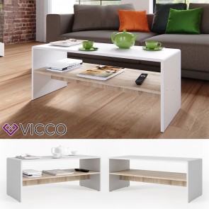 VICCO Couchtisch MDF weiß sonoma eiche