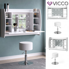 Vicco Schminktisch Max Weiß 110 x 75 cm Hocker LED