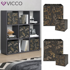 Vicco Raumteiler Würfelregal Standregal Nove Schwarz Faltbox Wohnzimmer Regal 104x108 cm modern Ablage 9 Fächer Dekoregal Ordnerregal Aufbewahrung