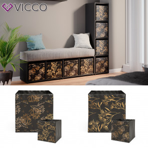 Vicco Raumteiler Würfelregal Standregal Ludus Schwarz Faltbox Wohnzimmer Regal 36x145 cm modern Ablage 4 Fächer Dekoregal Ordnerregal Aufbewahrung