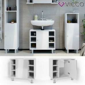 VICCO Waschbeckenunterschrank FYNN 60 cm Weiß Hochglanz