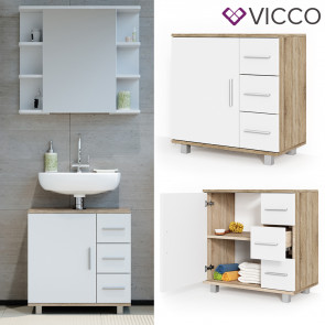 VICCO Waschtischunterschrank ILIAS Sonoma Weiß