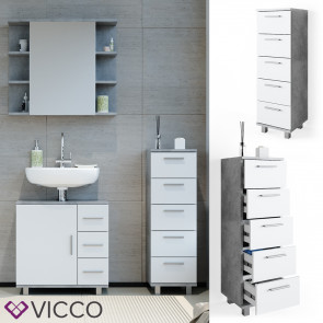 VICCO Badschrank ILIAS Beton Weiß